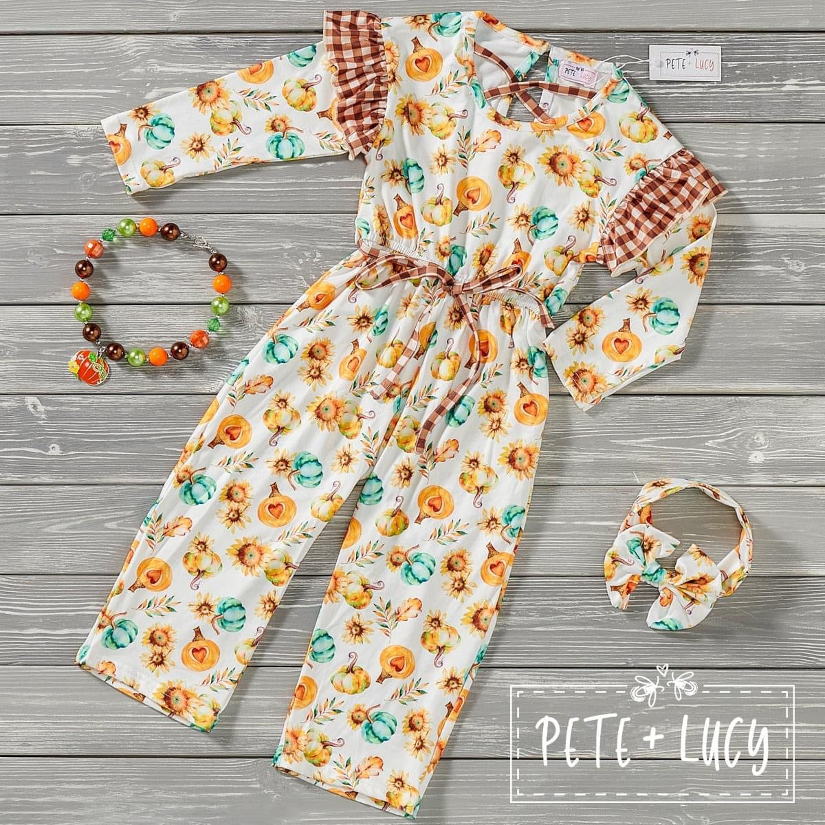 Pumpkin Love- Girl’s Long Sleeve Romper