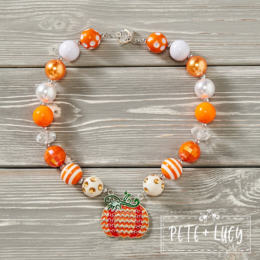 Denim Pumpkin- Chunky Necklace