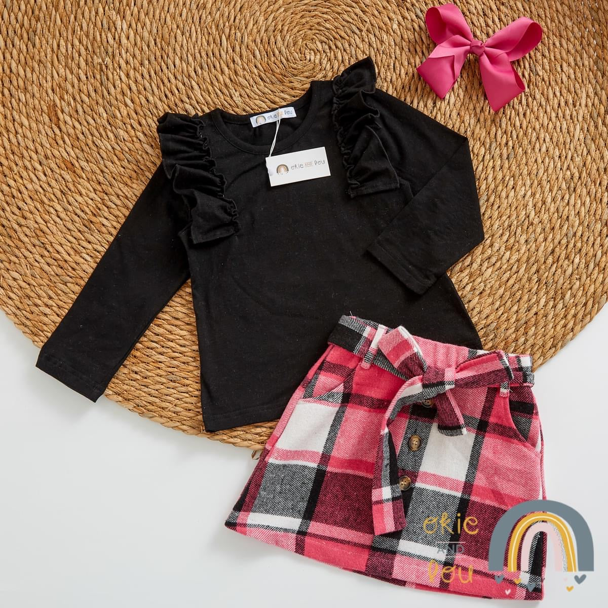 Ruffle Plaid- 2 Piece Skirt Set