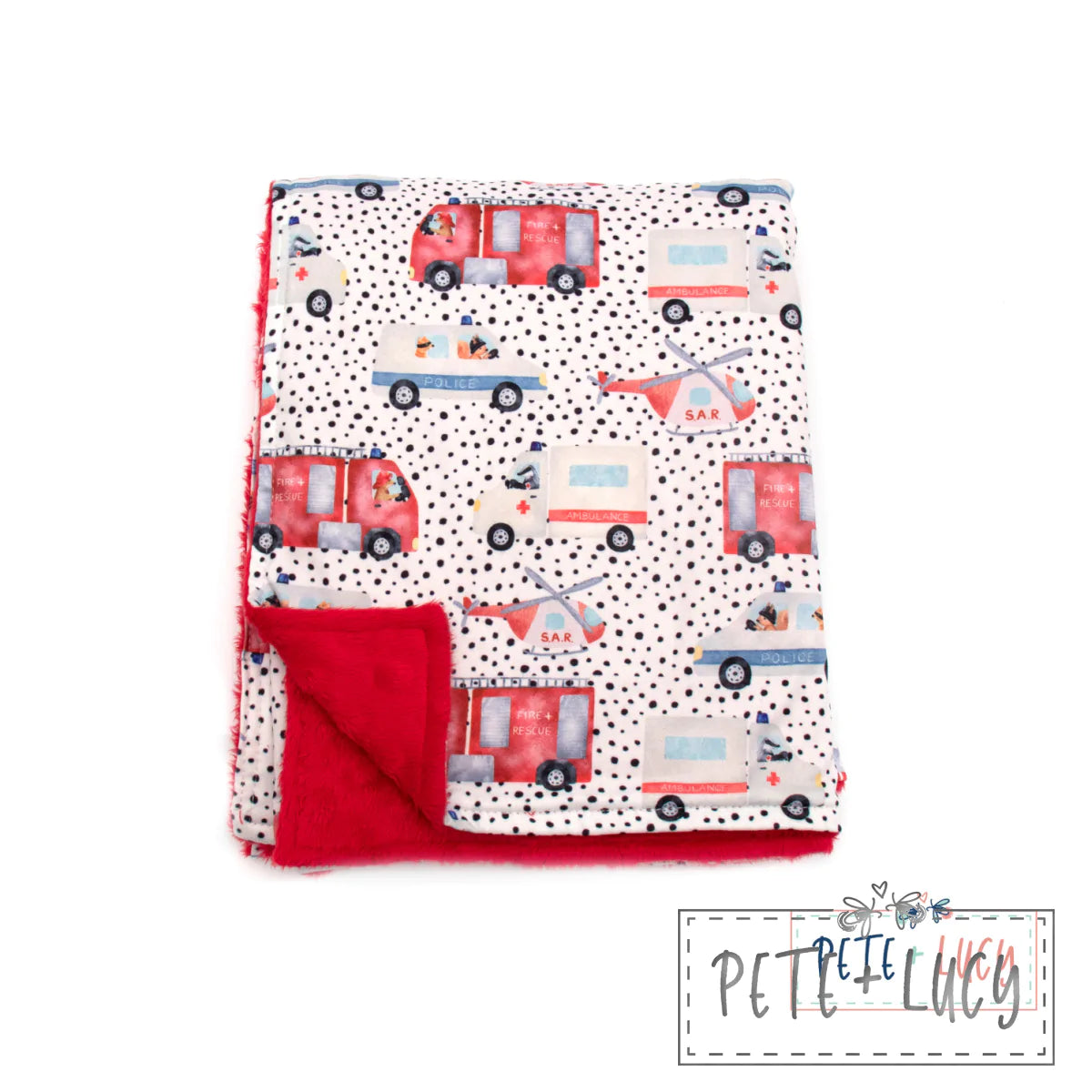 To The Rescue- Minky Blanket red