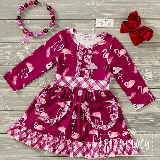 Plaid Flamingos- Dress